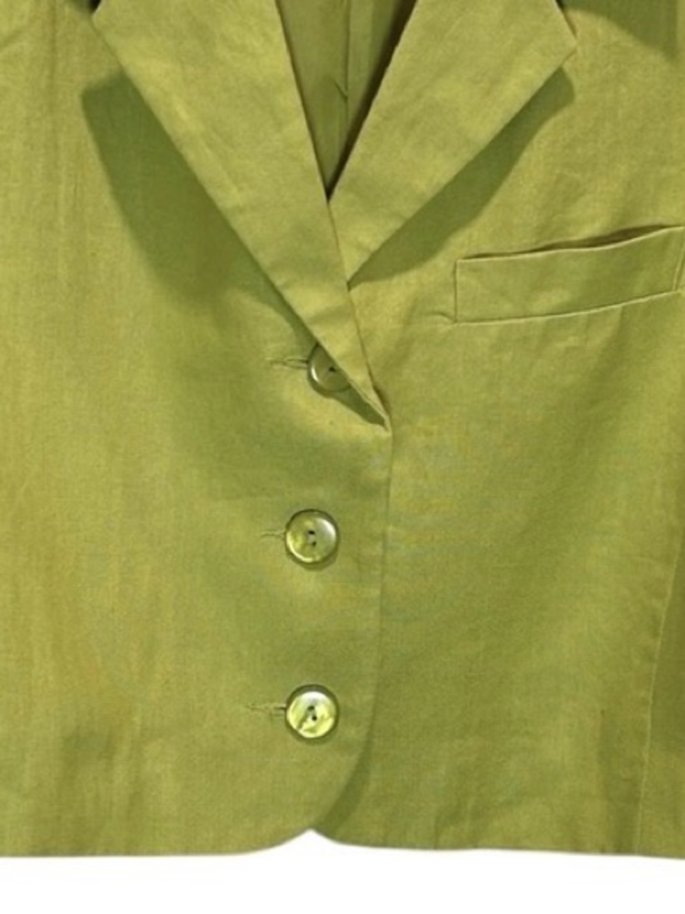 VTG Larry Levine Chartreuse Linen Suit, Cropped Jacket, Wide Leg Pants - Size 12 - Picture 8 of 11
